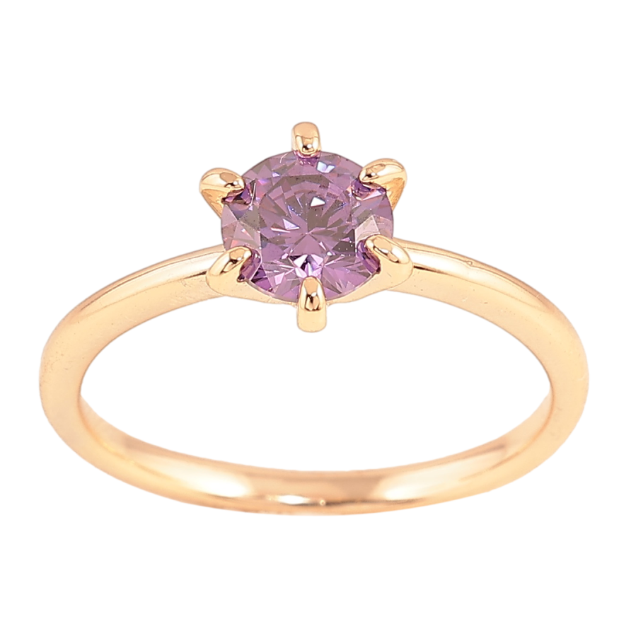 Кольцо Xuping цвет Позолота 18K "Сиреневый кристалл" ø 6мм фото №1