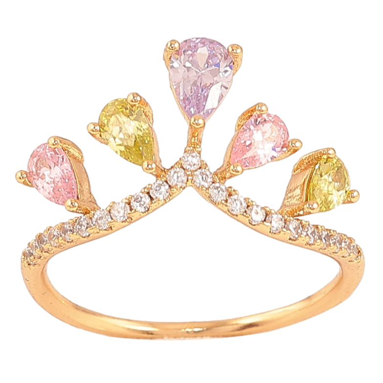 Каблучка Xuping колір Позолота 18K "Візерунок з кольоровими кристалами" фото №1