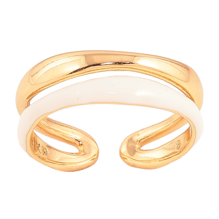 Кольцо Xuping цвет Позолота 18K "Двойная шинка с белой эмалью"  фото №15