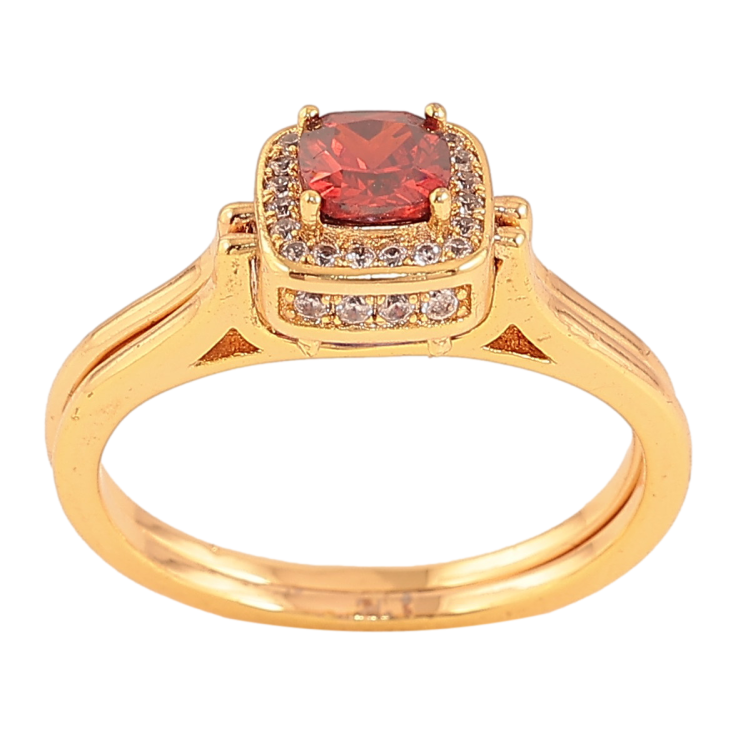 Каблучка Xuping колір Позолота 18K "Двостороннє з червоним та бузковим кристалами" фото №21