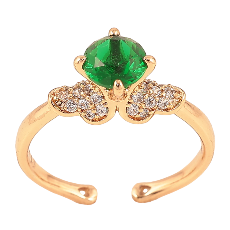 Кольцо Xuping цвет Позолота 18K "Узор с зеленым кристаллом"  фото №7