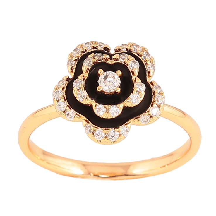 Кольцо Xuping цвет Позолота 18K "Цветочек с черной эмалью и кристаллами" фото №19 Кольцо Xuping цвет Позолота 18K "Цветочек с черной эмалью и кристаллами" фото №19