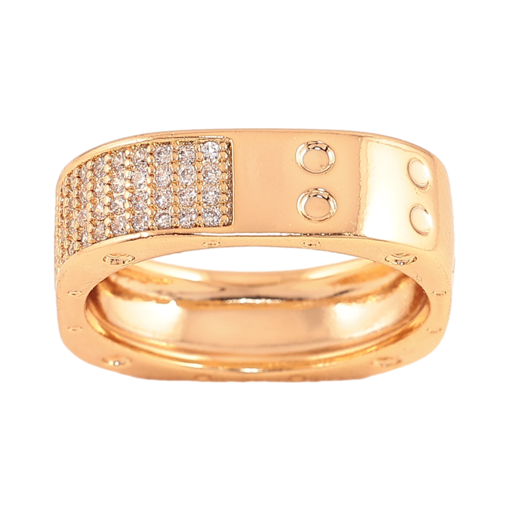 Кольцо Xuping цвет Позолота 18K "Узор с инкрустацией кристаллами" шир. 6мм фото №15