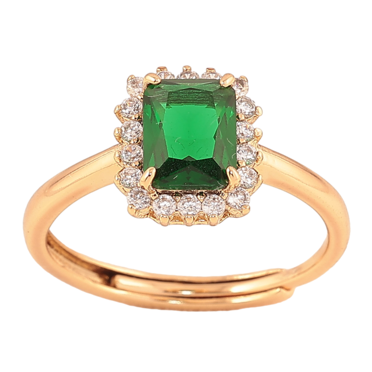 Кольцо Xuping цвет Позолота 18K "Зеленый кристалл в обрамлении"  фото №22