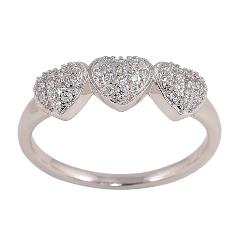Кольцо Xuping цвет Родий "Сердечки с кристаллами" фото №1 Кольцо Xuping цвет Родий "Сердечки с кристаллами" фото №1