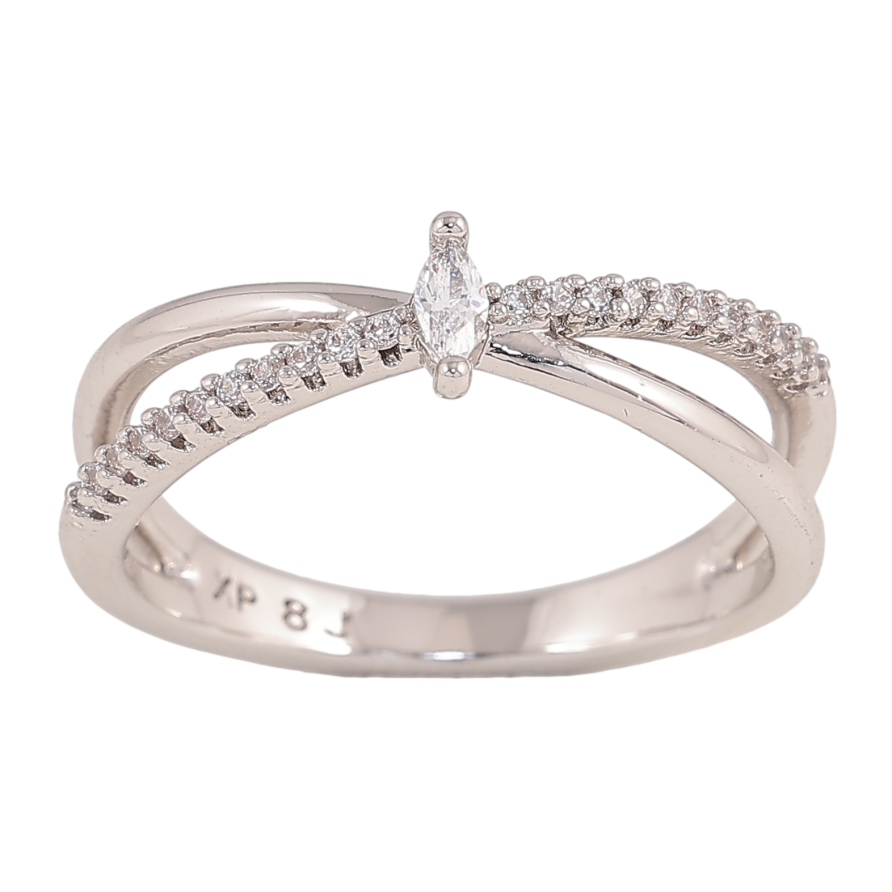 Кольцо Xuping цвет Родий "Узор с кристаллами" фото №1