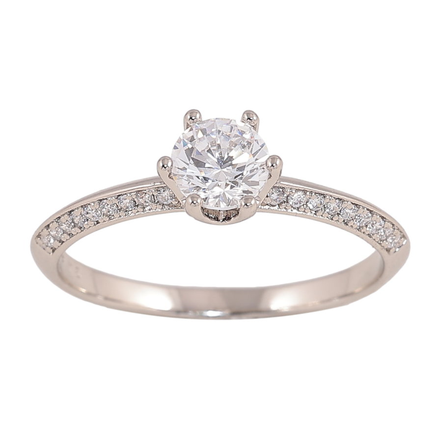 Кольцо Xuping цвет Родий "Кристалл, ø 5мм" фото №1