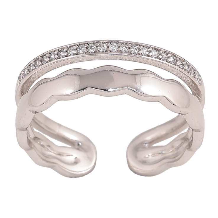 Кольцо Xuping цвет Родий "Узор с дорожкой кристаллов" фото №13 Кольцо Xuping цвет Родий "Узор с дорожкой кристаллов" фото №13