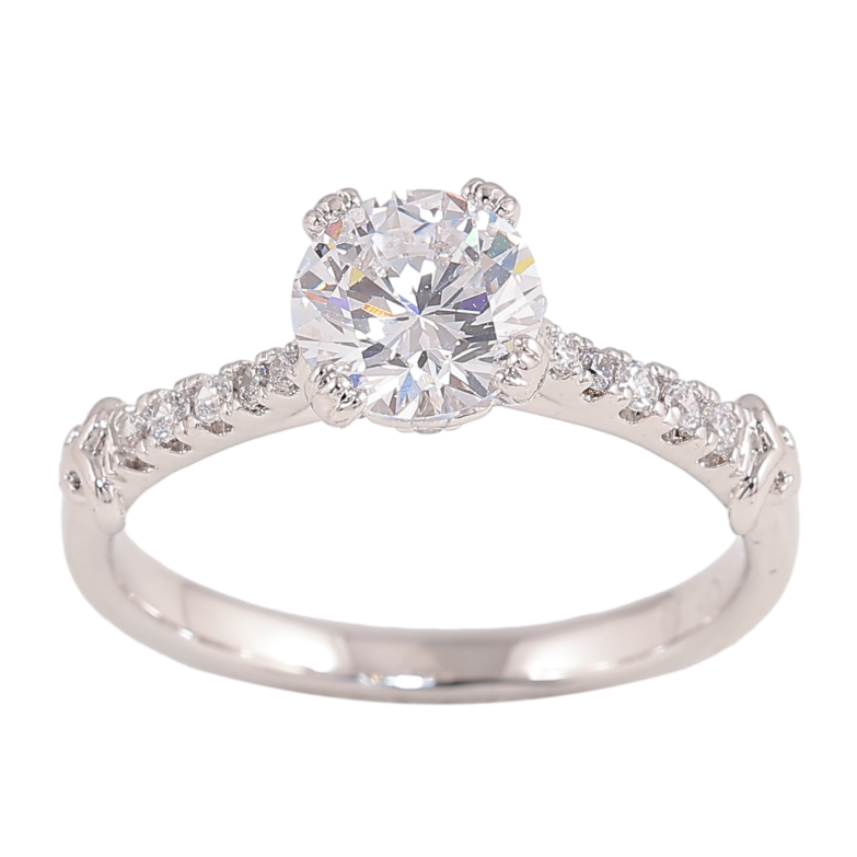 Кольцо Xuping цвет Родий "Кристалл, ø 7мм" фото №1