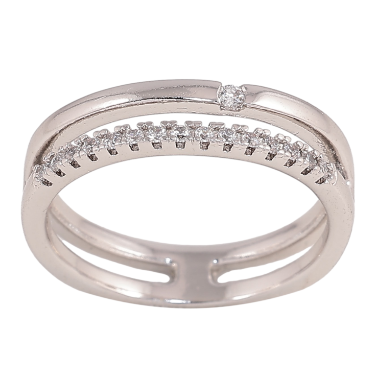 Кольцо Xuping цвет Родий "Узор с дорожкой кристаллов" фото №25 Кольцо Xuping цвет Родий "Узор с дорожкой кристаллов" фото №25