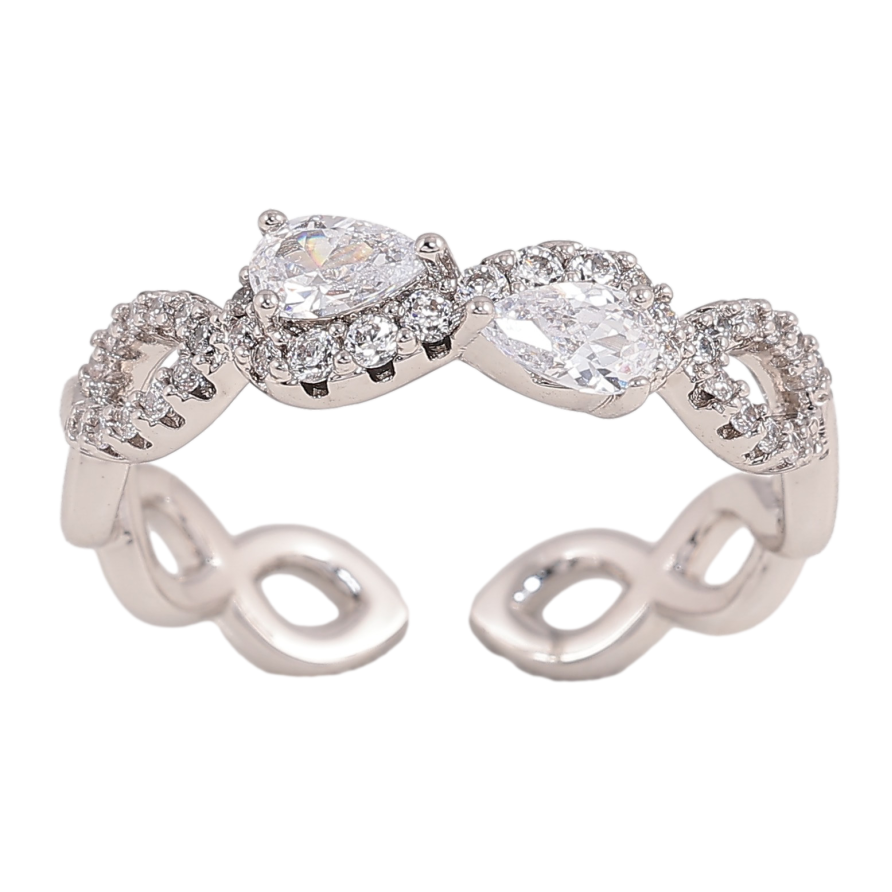 Кольцо Xuping цвет Родий "Узор с кристаллами" фото №1 Кольцо Xuping цвет Родий "Узор с кристаллами" фото №1