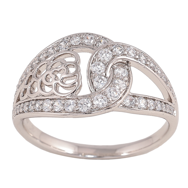 Кольцо Xuping цвет Родий "Узор с кристаллами" фото №9 Кольцо Xuping цвет Родий "Узор с кристаллами" фото №9