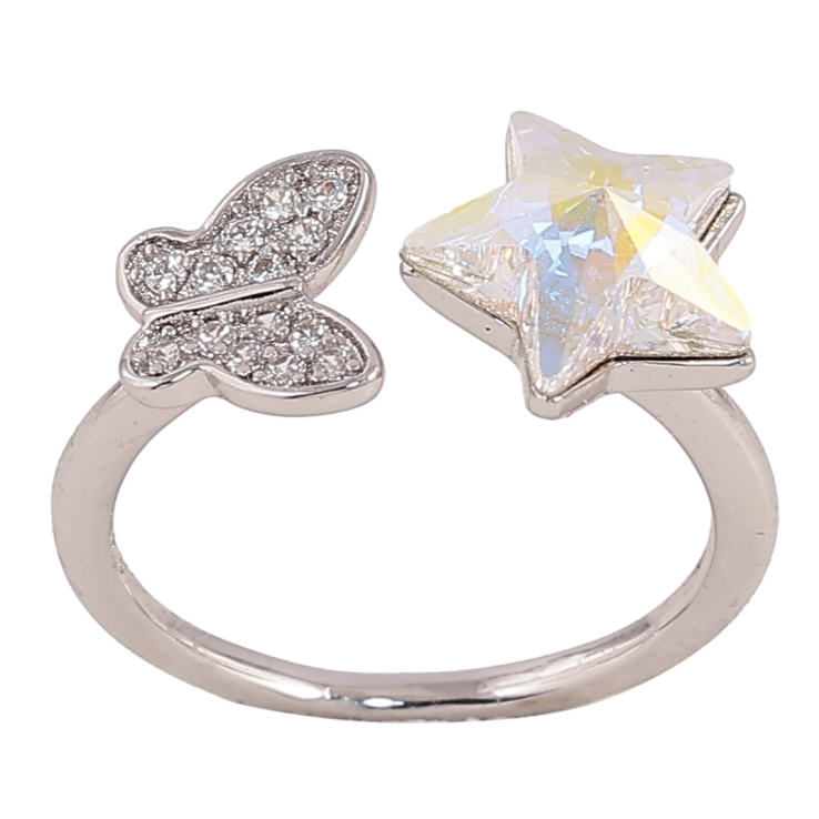 Каблучка Xuping колір Родій з кр-ми Swarovski "Метелик з кристальною зіркою АВ" фото №15