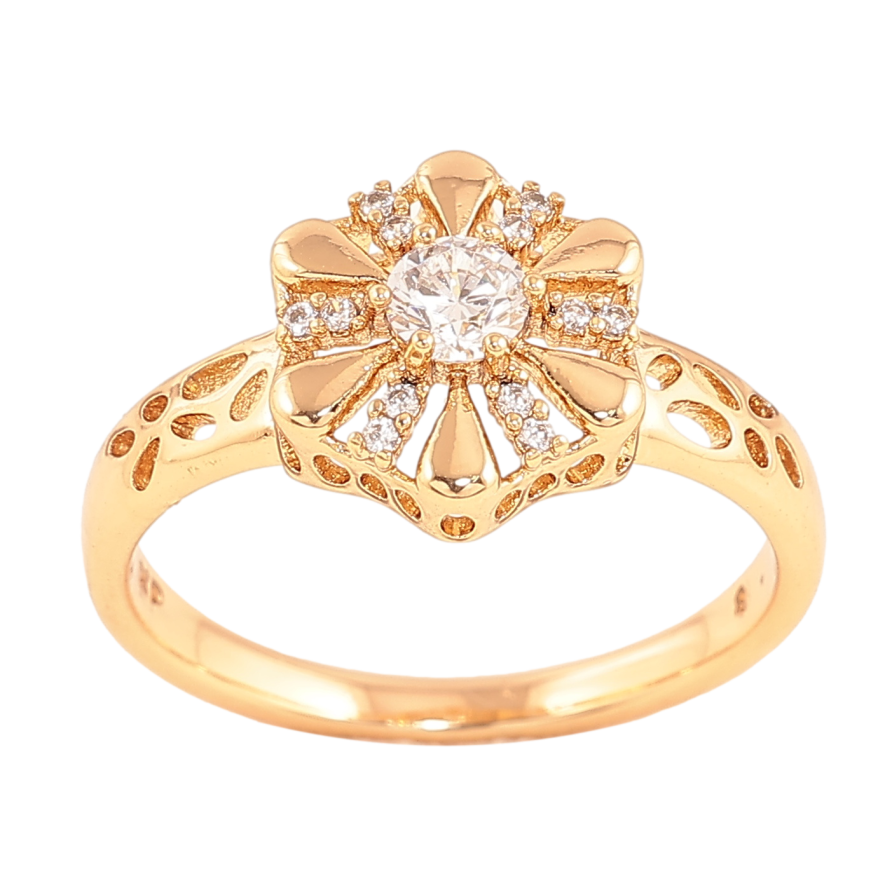 Каблучка Xuping колір позолота 18K квітка з кристалами фото №1 Каблучка Xuping колір позолота 18K квітка з кристалами фото №1