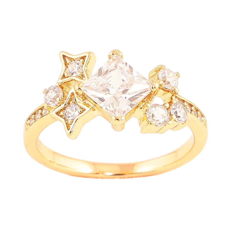 Каблучка Xuping колір позолота 18K візерунок з кристалами фото №1