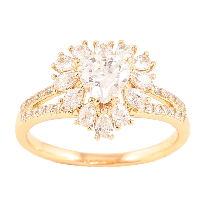 Каблучка Xuping колір позолота 18K кристальне сердечко фото №1