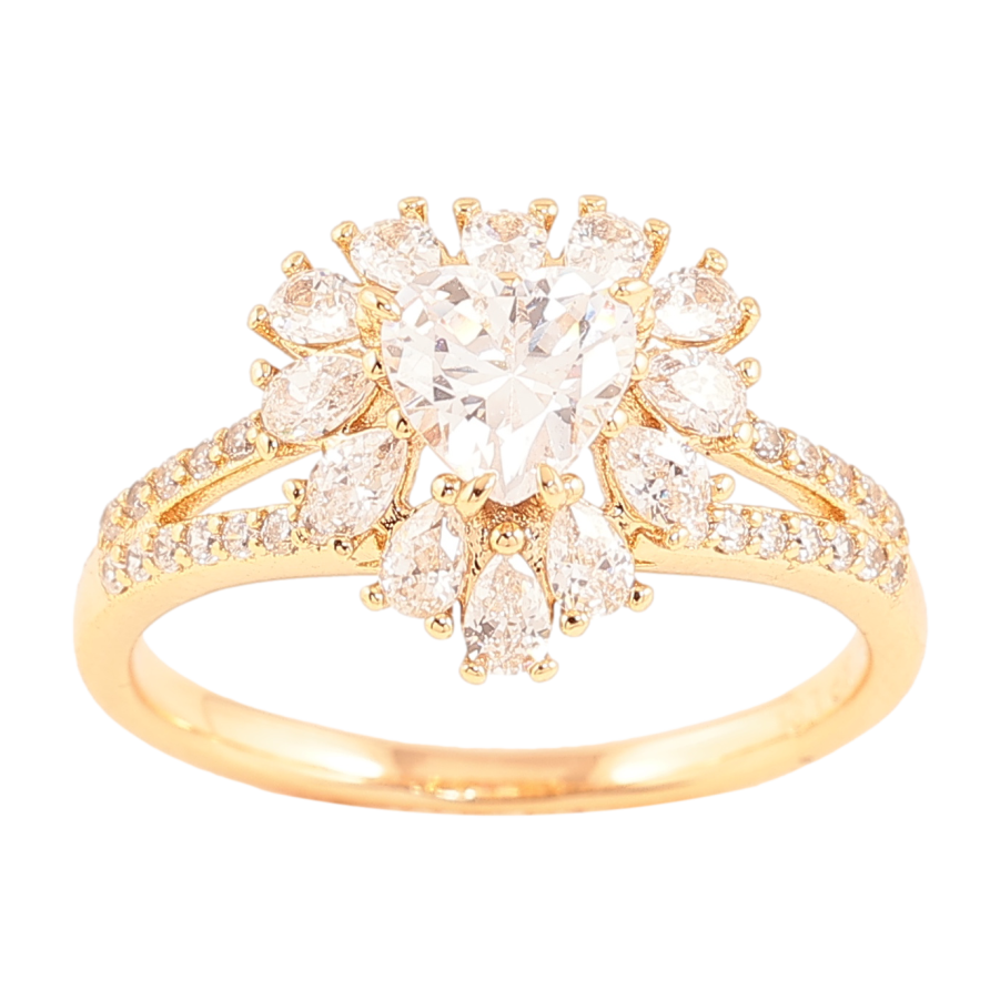 Каблучка Xuping колір позолота 18K кристальне сердечко фото №1