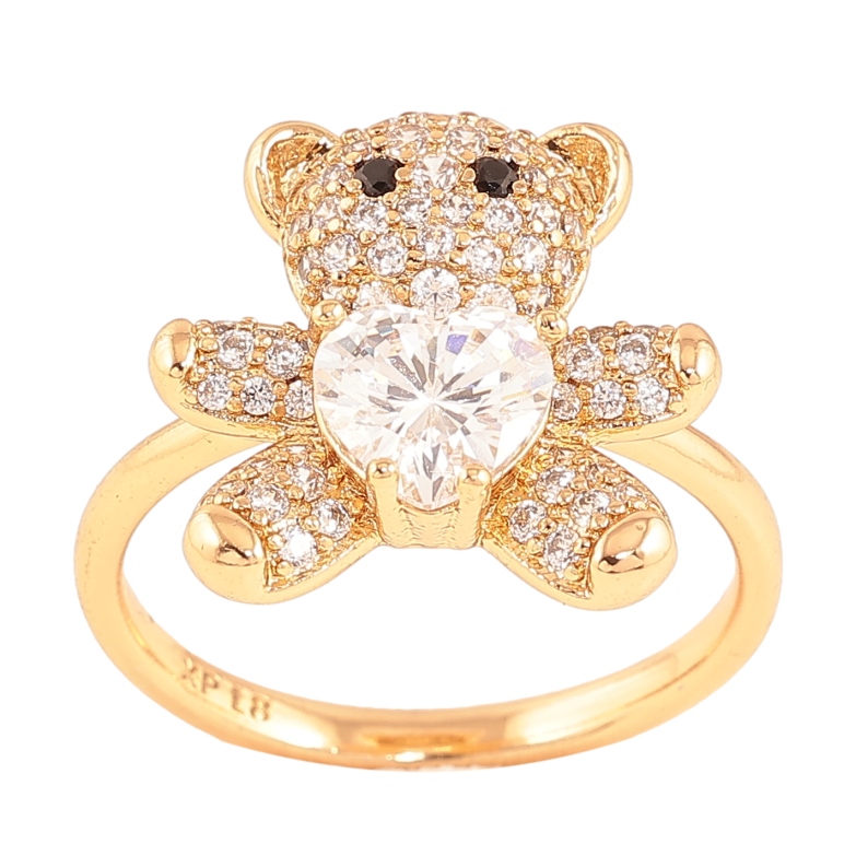 Каблучка Xuping колір позолота 18K ведмедик з інкрустацією кристалами фото №1