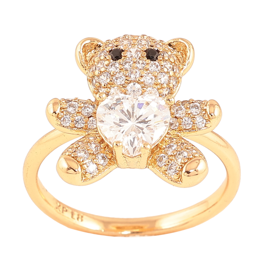 Каблучка Xuping колір позолота 18K ведмедик з інкрустацією кристалами фото №1