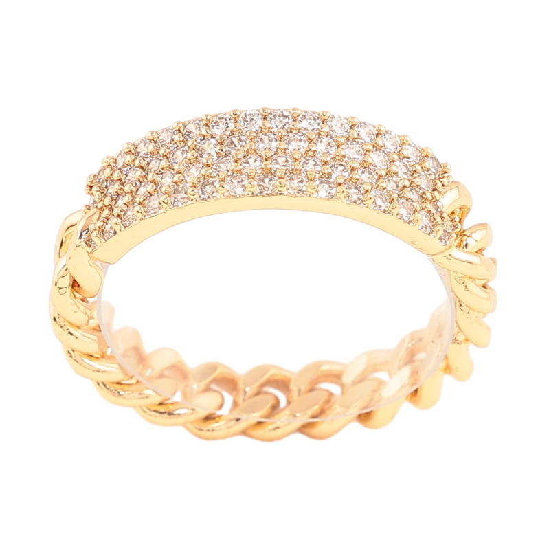 Каблучка Xuping колір позолота 18K м'яка шинка ланцюжок з інкрустацією кристалами фото №3