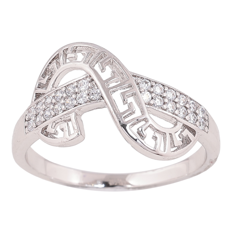 Каблучка Xuping колір родій грецький візерунок з кристалами фото №1