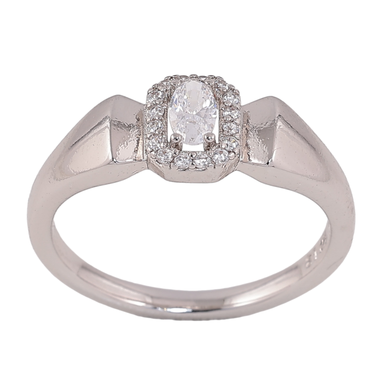 Каблучка Xuping колір родій візерунок з кристалами фото №1 Каблучка Xuping колір родій візерунок з кристалами фото №1