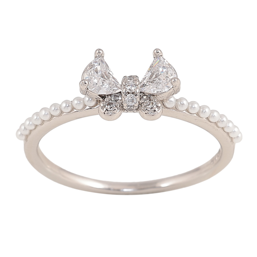 Кольцо Xuping цвет Родий "Кристальный бант" фото №1