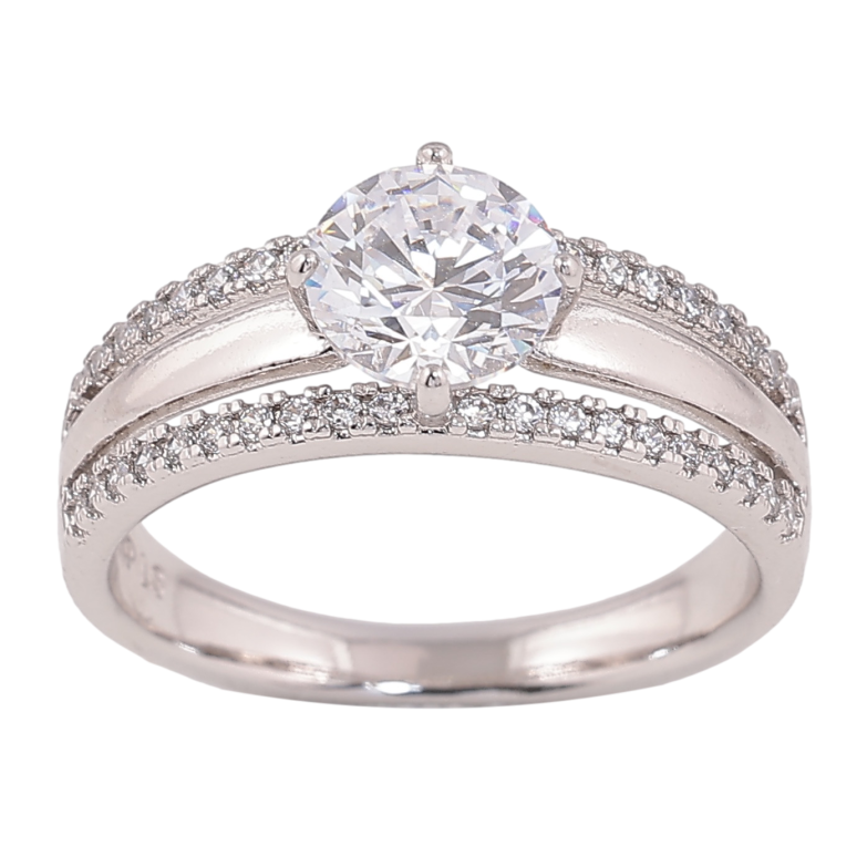 Кольцо Xuping цвет родий узор с кристаллами фото №1