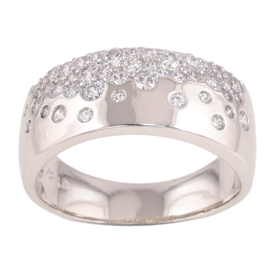 Каблучка Xuping колір родій візерунок з кристалами фото №1 Каблучка Xuping колір родій візерунок з кристалами фото №1