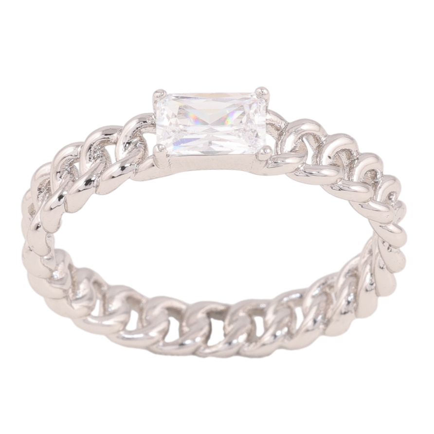 Каблучка Xuping колір родій візерунок ланцюжок з кристалами фото №1