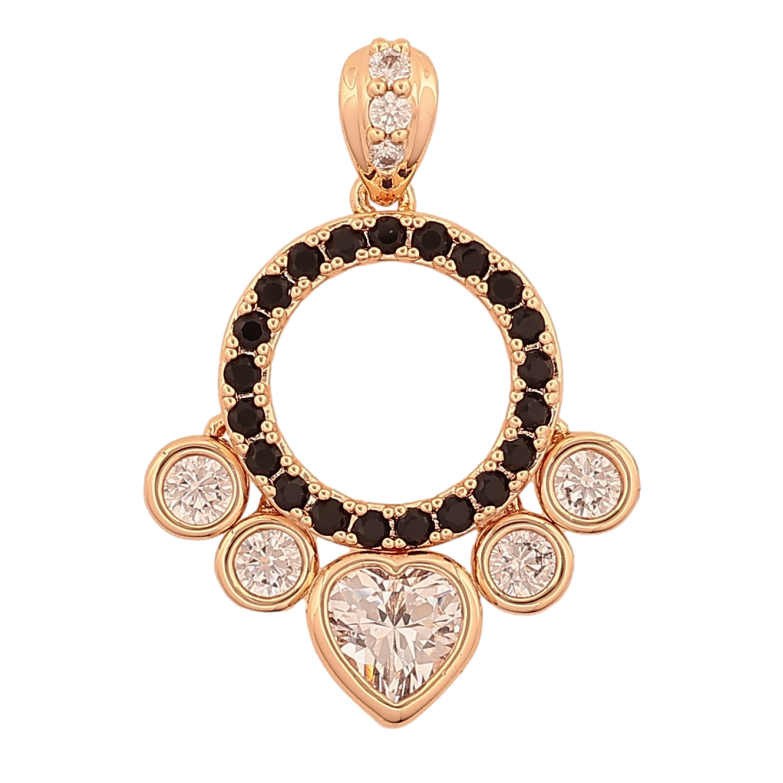 Кулон Xuping M&L колір 18K "Візерунок з чорно-білими кристалами" для ланцюжка до 4мм фото №1