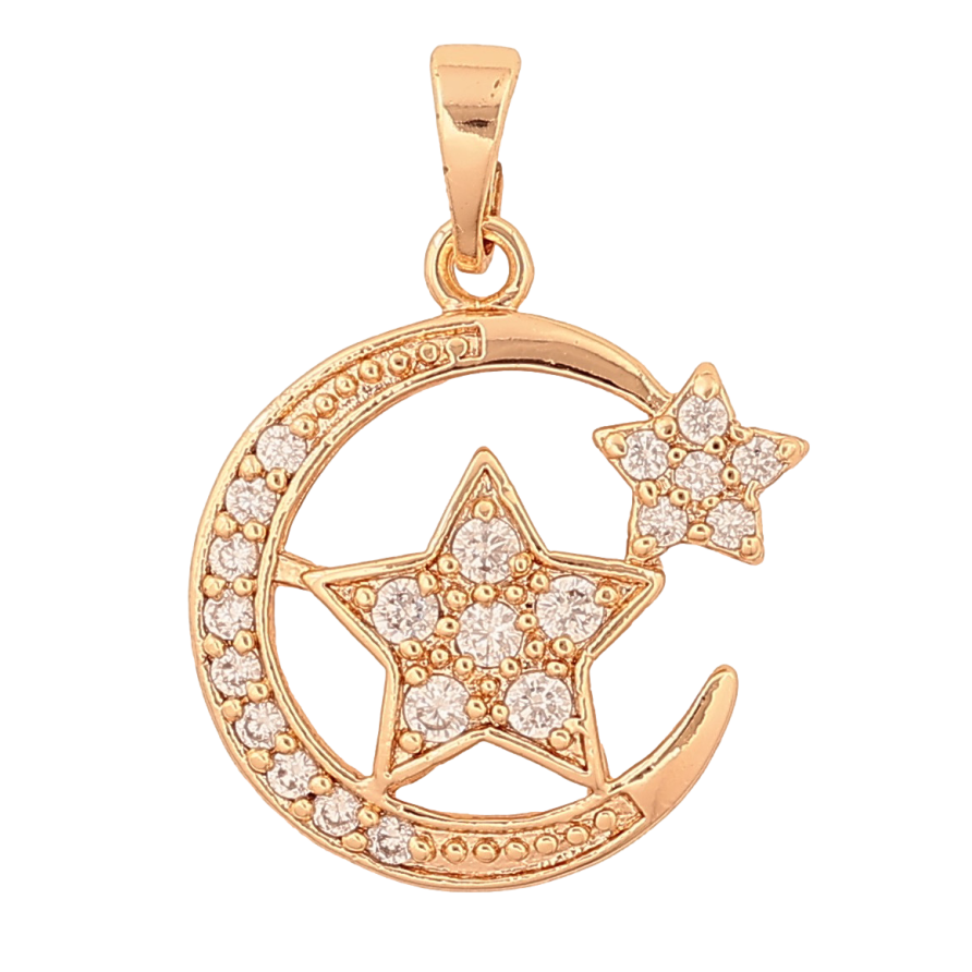 Кулон Xuping M&L колір 18K "Півмісяць із зірками" для ланцюжка до 5мм фото №1 Кулон Xuping M&L колір 18K "Півмісяць із зірками" для ланцюжка до 5мм фото №1