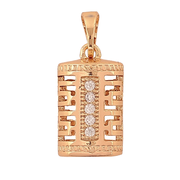Кулон Xuping цвет Позолота 18K "Цилиндр с резным меандровым узором и дорожками кристаллов" для цепочки до 5мм фото №6 Кулон Xuping цвет Позолота 18K "Цилиндр с резным меандровым узором и дорожками кристаллов" для цепочки до 5мм фото №6
