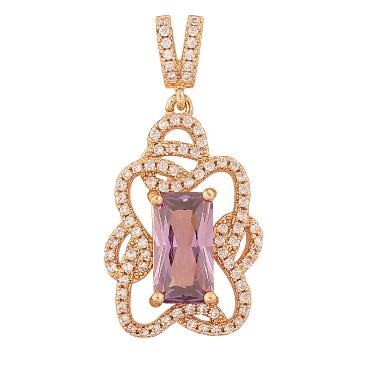 Кулон Xuping цвет Позолота 18K "Узор с сиреневым кристаллом и инкрустацией" для цепочки до 4мм фото №16 Кулон Xuping цвет Позолота 18K "Узор с сиреневым кристаллом и инкрустацией" для цепочки до 4мм фото №16