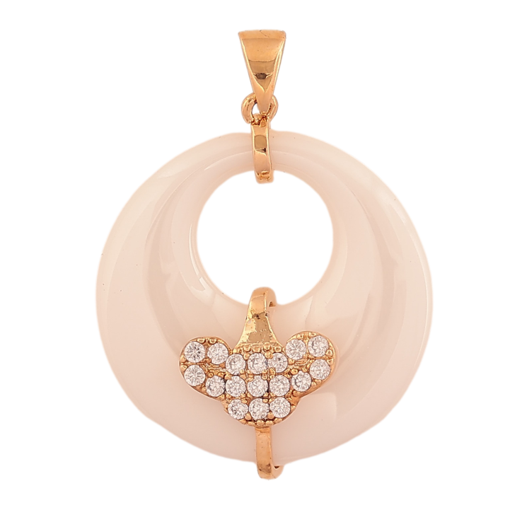 Кулон Xuping цвет Позолота 18K "Кольцо из белой керамики с декоративной накладкой" для цепочки до 3мм фото №9