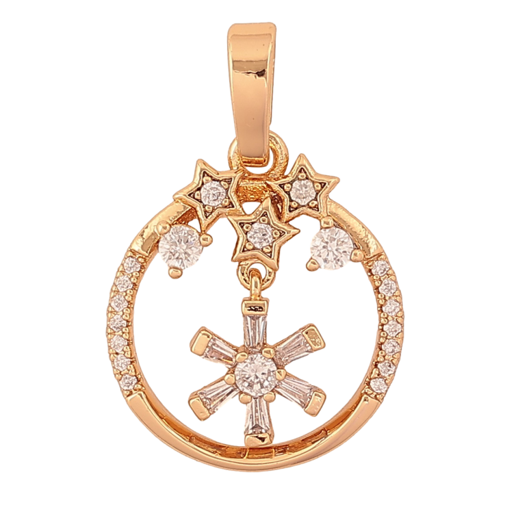 Кулон Xuping цвет Позолота 18K "Колечко с звездным узором и кристаллами" для цепочки до 6мм фото №13