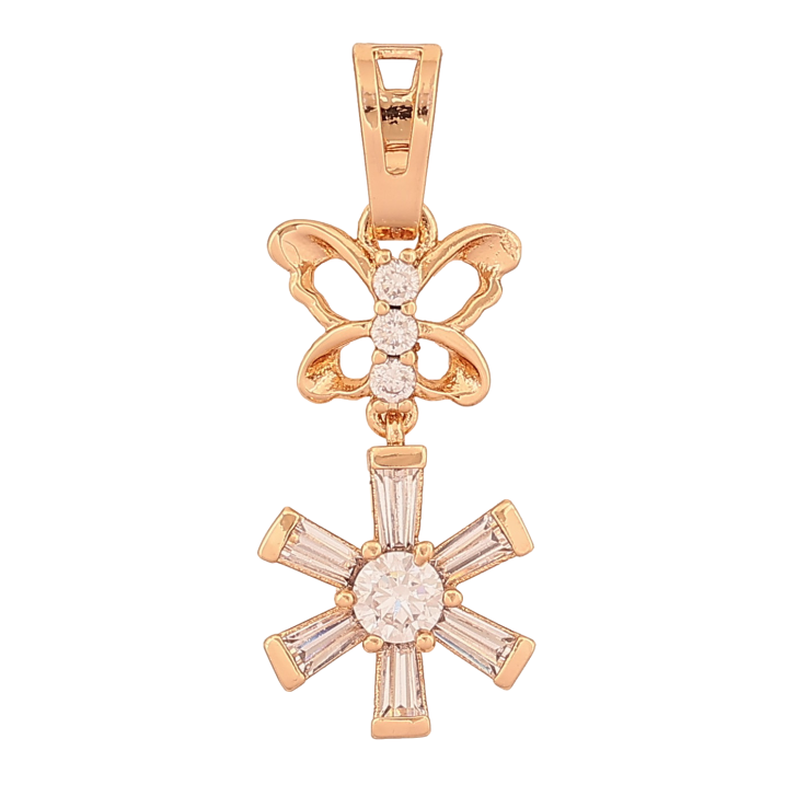 Кулон Xuping цвет Позолота 18K "Бабочка с кристальной звездочкой" для цепочки до 6мм фото №6