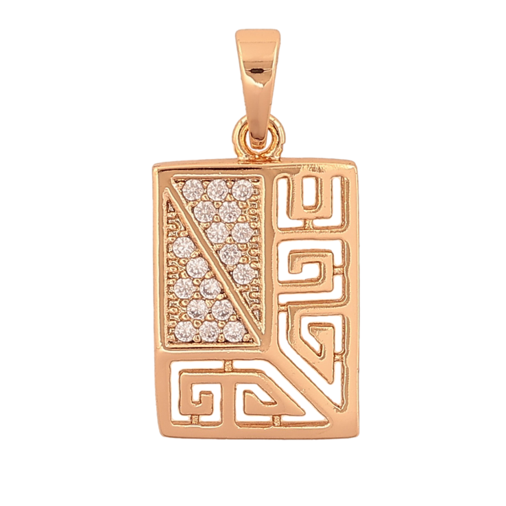Кулон Xuping цвет Позолота 18K "Резной меандровый орнамент с инкрустацией кристаллами" для цепочки до 5мм фото №25