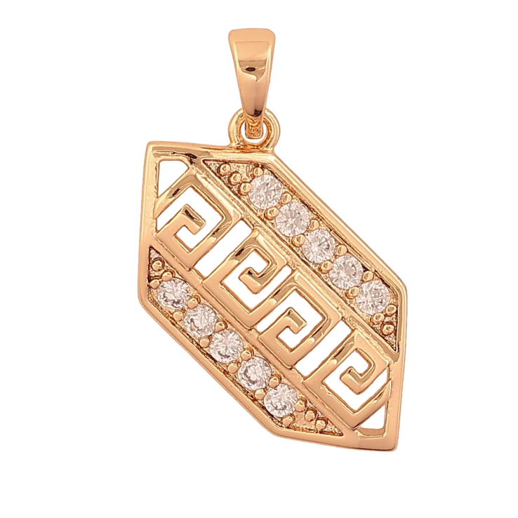 Кулон Xuping цвет Позолота 18K "Резной меандровый орнамент с кристаллами" для цепочки до 5мм фото №24