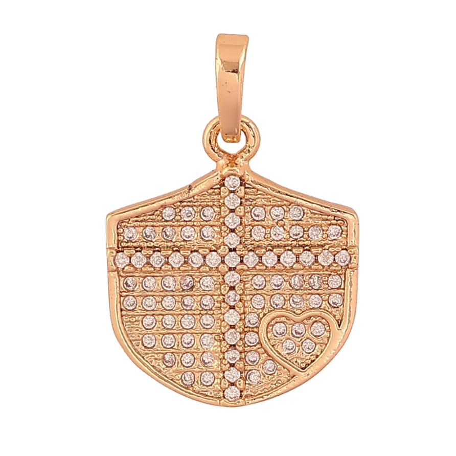 Кулон Xuping цвет Позолота 18K "Щит с крестом и сердцем инкрустация кристаллами" для цепочки до 5мм фото №1 Кулон Xuping цвет Позолота 18K "Щит с крестом и сердцем инкрустация кристаллами" для цепочки до 5мм фото №1