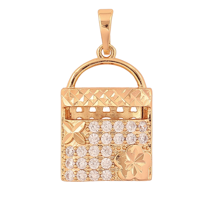 Кулон Xuping цвет Позолота 18K "Сумочка с инкрустацией кристаллами и цветочным узором" для цепочки до 6мм фото №11 Кулон Xuping цвет Позолота 18K "Сумочка с инкрустацией кристаллами и цветочным узором" для цепочки до 6мм фото №11