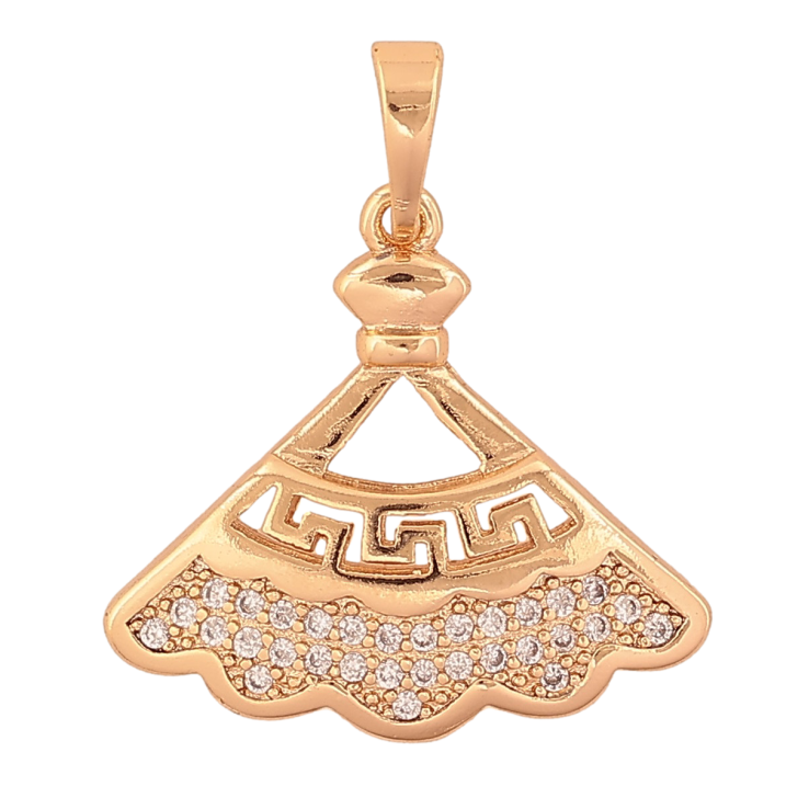 Кулон Xuping цвет Позолота 18K "Веер меандровым орнаментом с кристаллами" для цепочки до 5мм фото №23