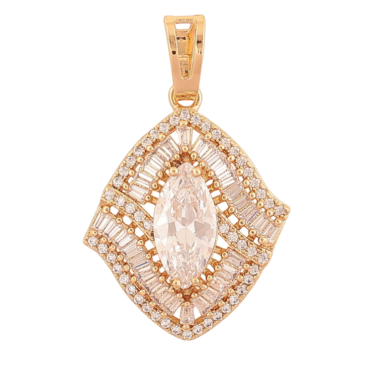 Кулон Xuping цвет Позолота 18K "Изящная ромбовая подвеска с кристаллами" для цепочки до 6мм фото №6 Кулон Xuping цвет Позолота 18K "Изящная ромбовая подвеска с кристаллами" для цепочки до 6мм фото №6