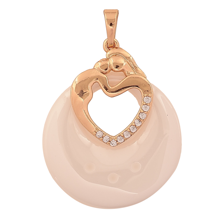 Кулон Xuping цвет Позолота 18K "Влюбленная пара с колечком из белой керамики" для цепочки до 4мм фото №7