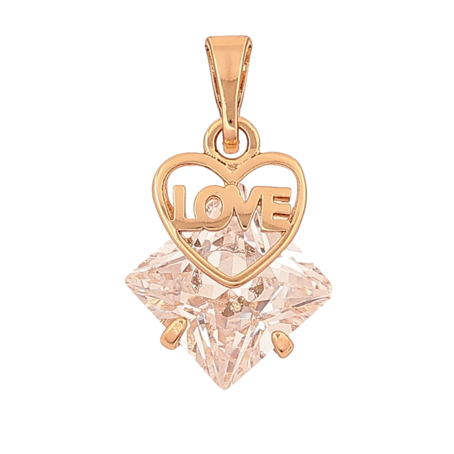 Кулон Xuping цвет Позолота 18K "Кристалл с сердечком" для цепочки до 5мм фото №1