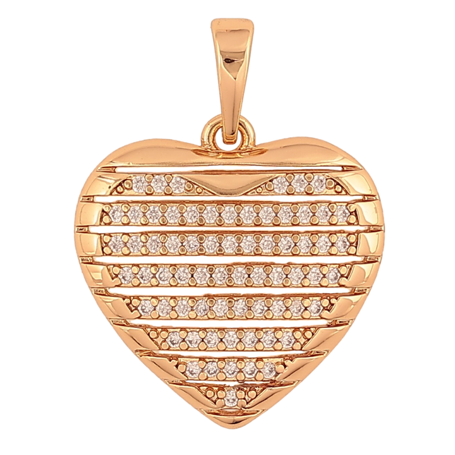 Кулон Xuping колір Позолота 18K "Серце з доріжками кристалів" для ланцюжка до 6мм фото №1