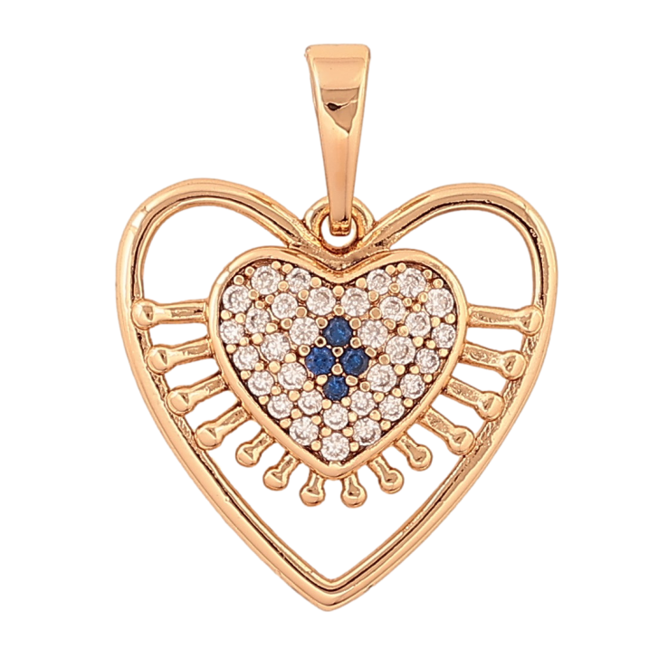 Кулон Xuping цвет Позолота 18K "Сердечко с инкрустацией бело-синими кристаллами" для цепочки до 6мм фото №12