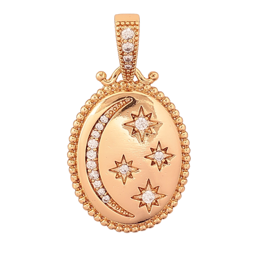 Кулон Xuping колір Позолота 18K "Візерунок Місяць з зірками" для ланцюжка до 5мм фото №1 Кулон Xuping колір Позолота 18K "Візерунок Місяць з зірками" для ланцюжка до 5мм фото №1