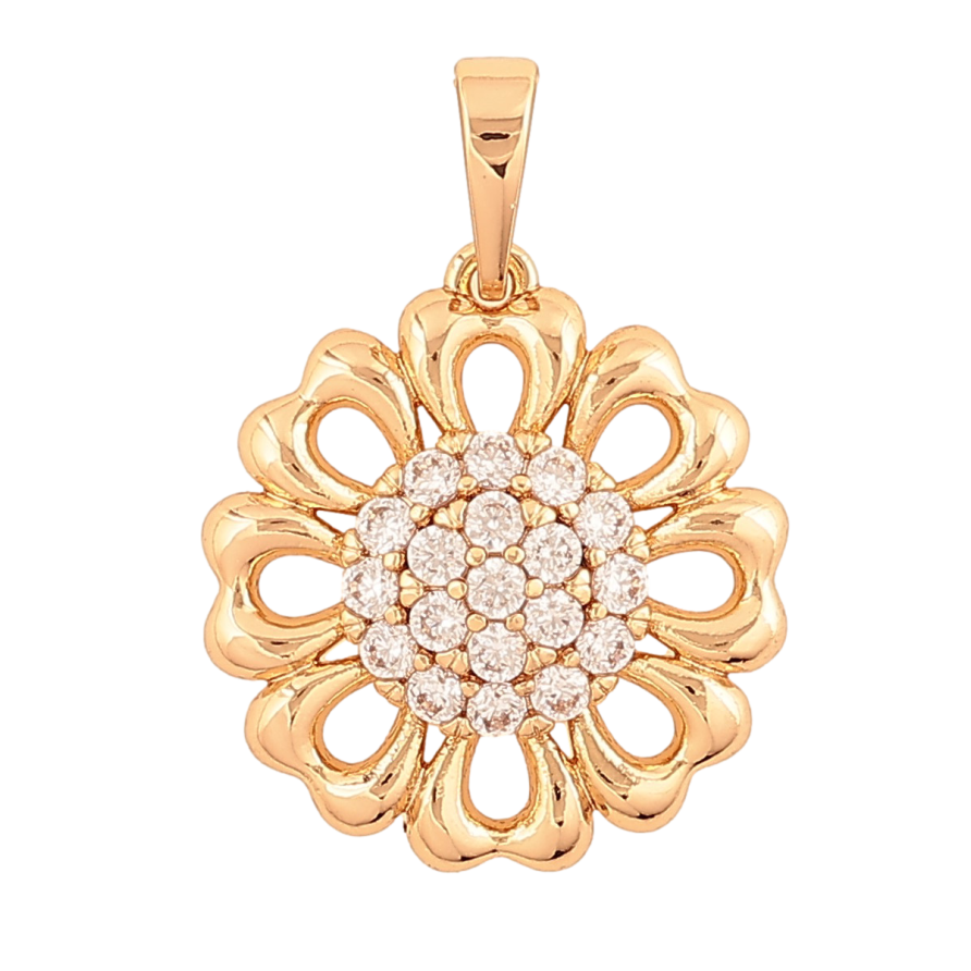 Кулон Xuping колір Позолота 18К "Квіточка з кристалами" для ланцюжка до 6мм фото №1