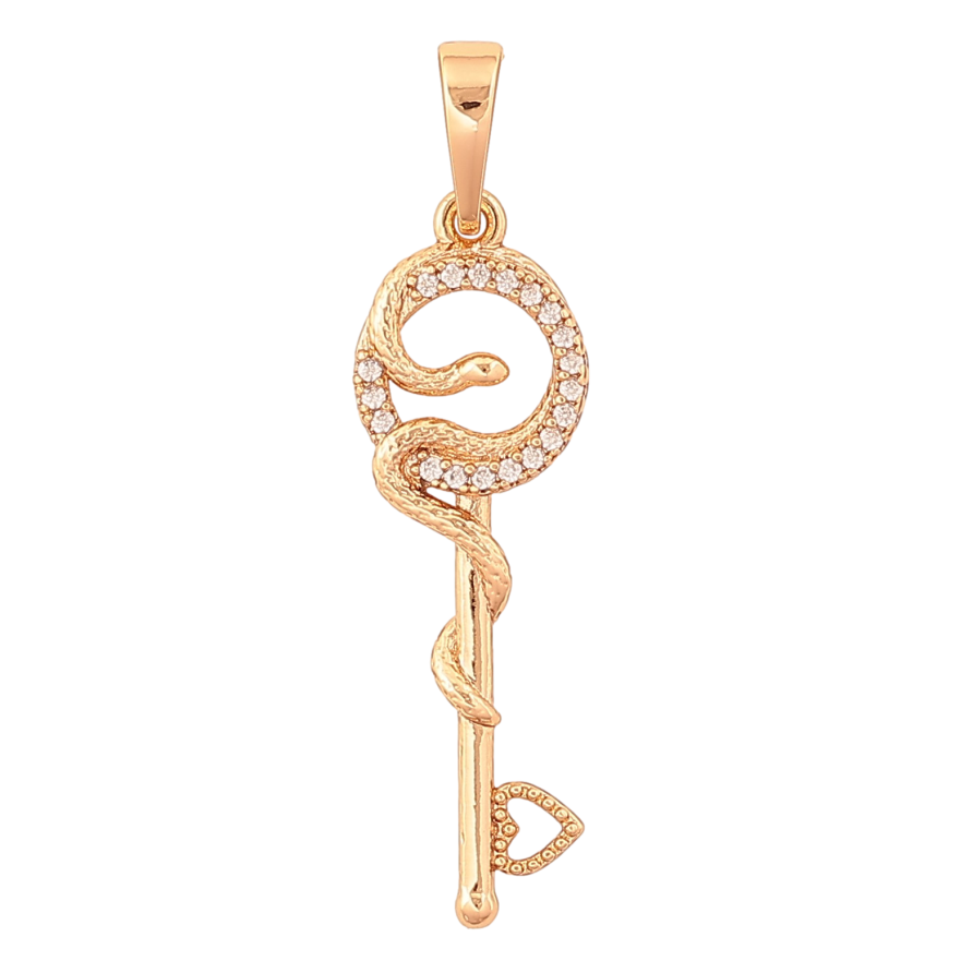 Кулон Xuping колір Позолота 18K "Ключик зі змією" для ланцюжка до 6мм фото №1